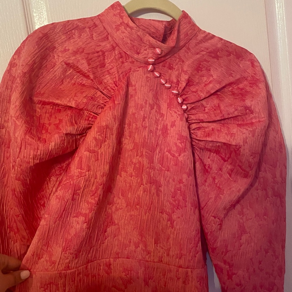 Rotate by Birger Christensen Jacquard Mini Dress Pink Carnation Size 8 - Picture 3 of 7